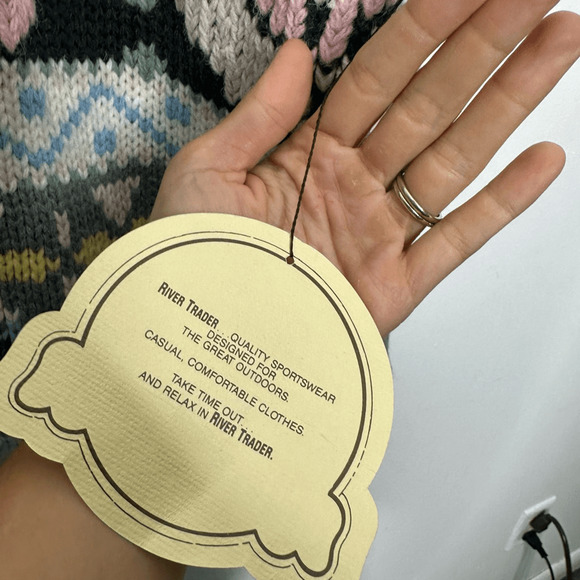 Vintage 90s Pastel Floral Rose Cardigan chunky knit oversized womens M NWT - Picture 6 of 9